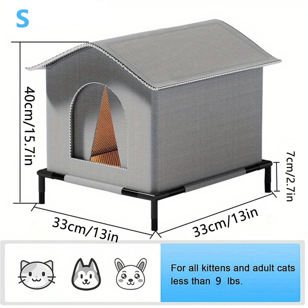Waterproof Foldable Outdoor Cat House with Mat – Cool Summer Pet Cave Bed for Cats & Small Dogs (3 Sizes Available)