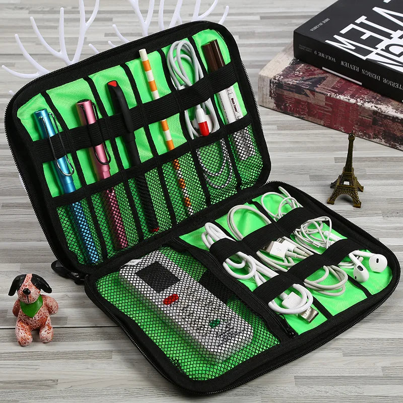 Waterproof Nylon Cable Organizer Bag 24 x 16 x 2.5 cm (9.4 x 6.3 x 1.0 in) – Travel Electronics Case for USB Drives Chargers Power Bank – Camping & Hiking