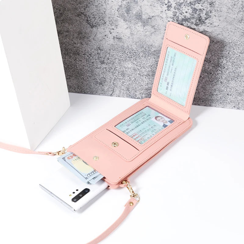 Solid Color Minimalist Shoulder Crossbody Phone Bag – Women's Card & Driver's License Wallet