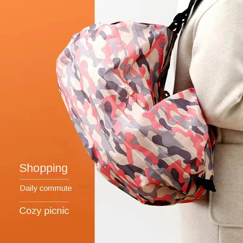 Foldable Waterproof Reusable Shopping & Travel Tote – Compact 3.1×3.3 in Folded / 15.7×15.7 in Unfolded (40×40 cm) – Large Capacity