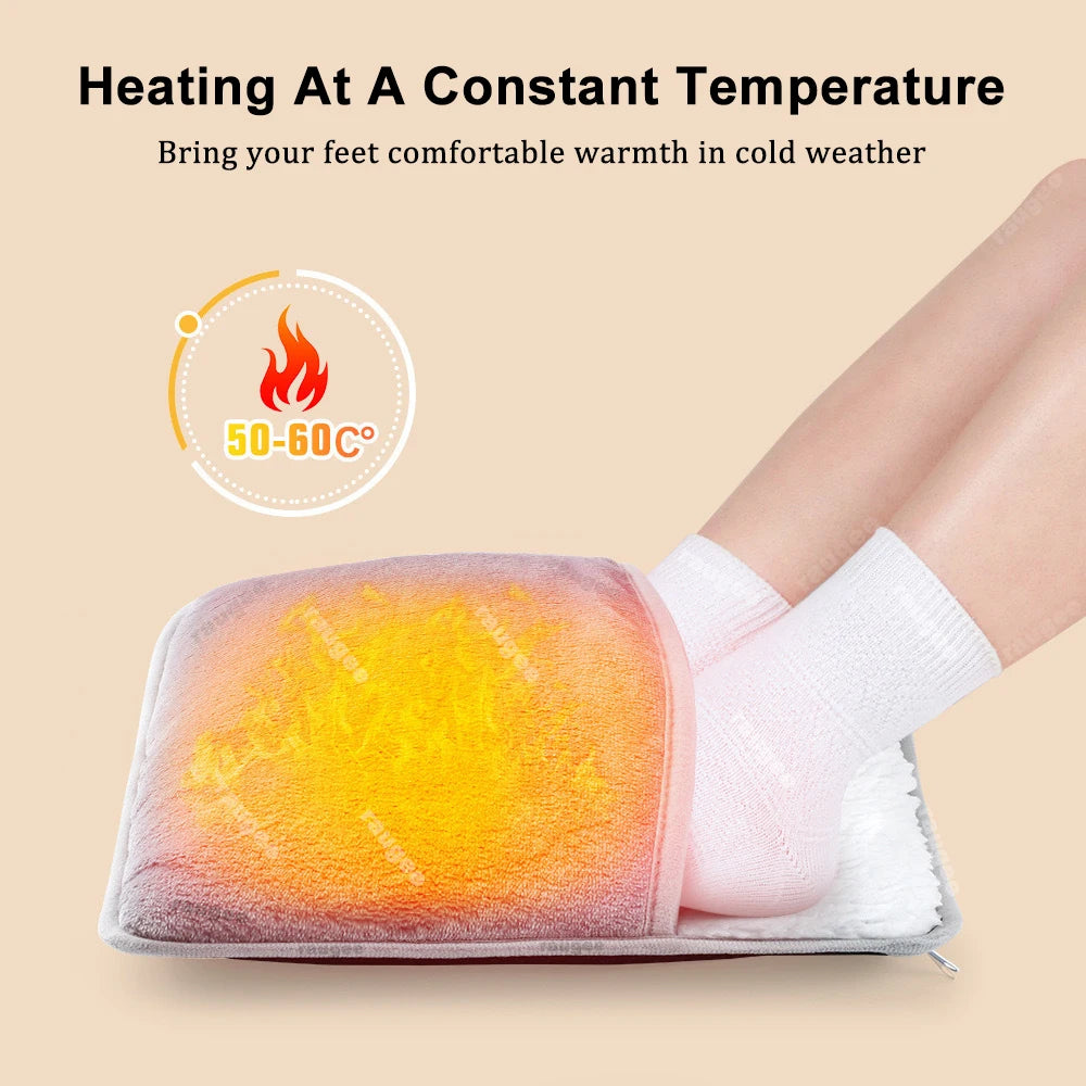USB Electric Foot Warmer Pad - Soft Flannel Washable Heating Mat, Constant Temperature for Home & Office