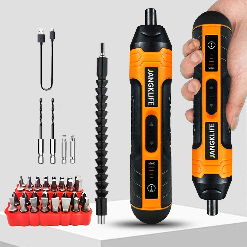 Cordless Electric Screwdriver 3.6V Rechargeable 1300mAh Mini Drill with 6.35mm (1/4") Chuck & Dual LED