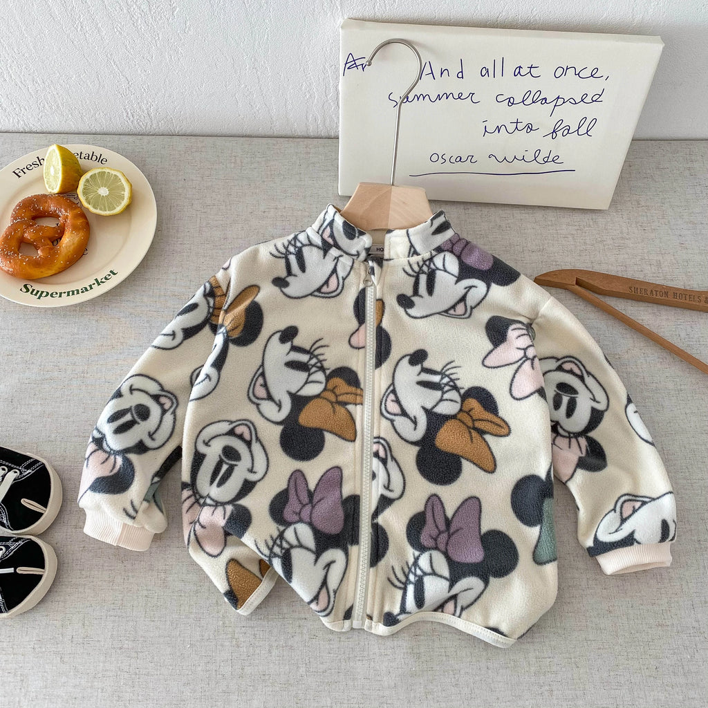 Unisex Kids Cartoon Print Corduroy Jacket - Lightweight Spring & Autumn Coat, Ages 0-6 Years