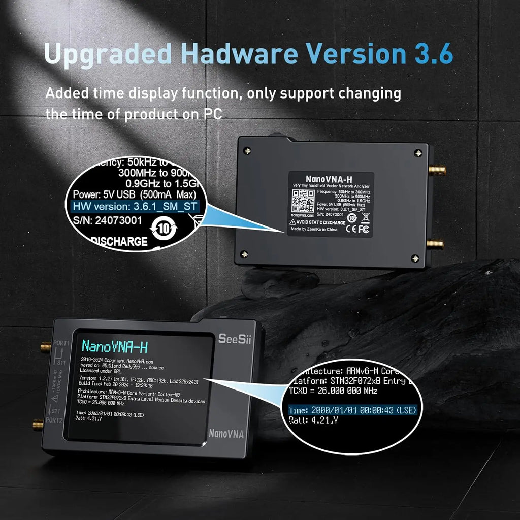Portable Vector Network Antenna Analyzer 2.8-Inch TFT 10 kHz-1.5 GHz SWR Spectrum Analyzer USB-C TDR