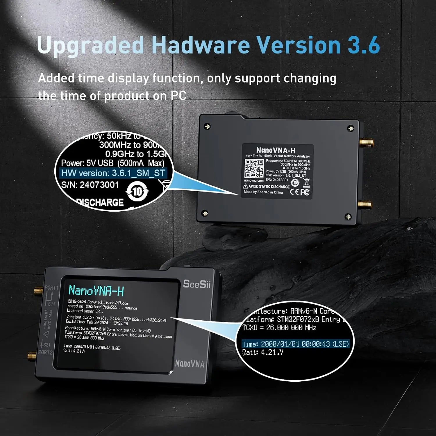 Portable Vector Network Antenna Analyzer 2.8-Inch TFT 10 kHz-1.5 GHz SWR Spectrum Analyzer USB-C TDR
