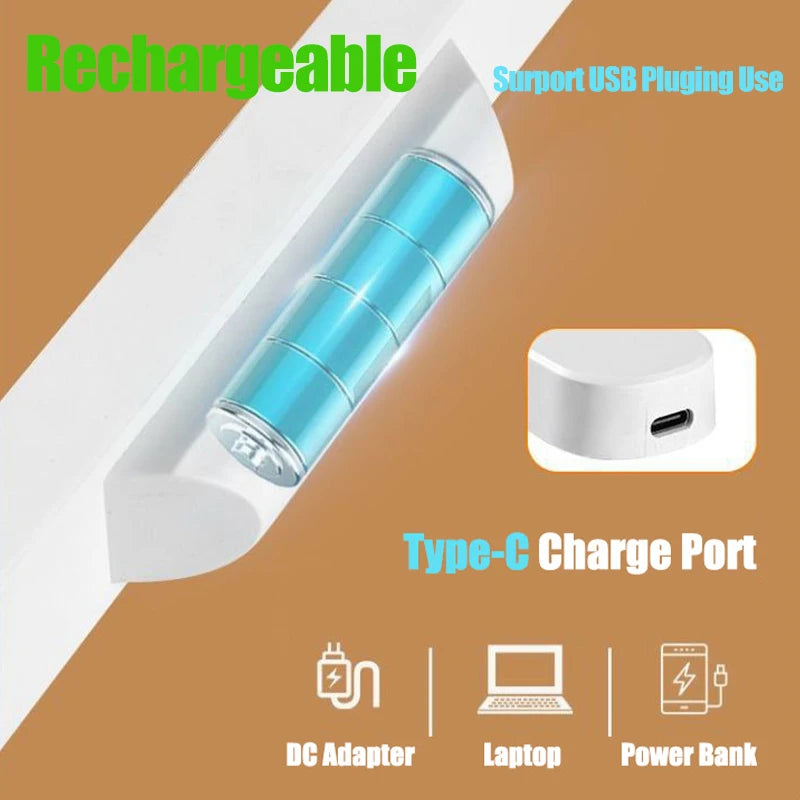 USB Rechargeable Magnetic LED Desk Lamp - 3-Color Dimmable Touch & Remote Night Light for Cabinet Closet Wardrobe
