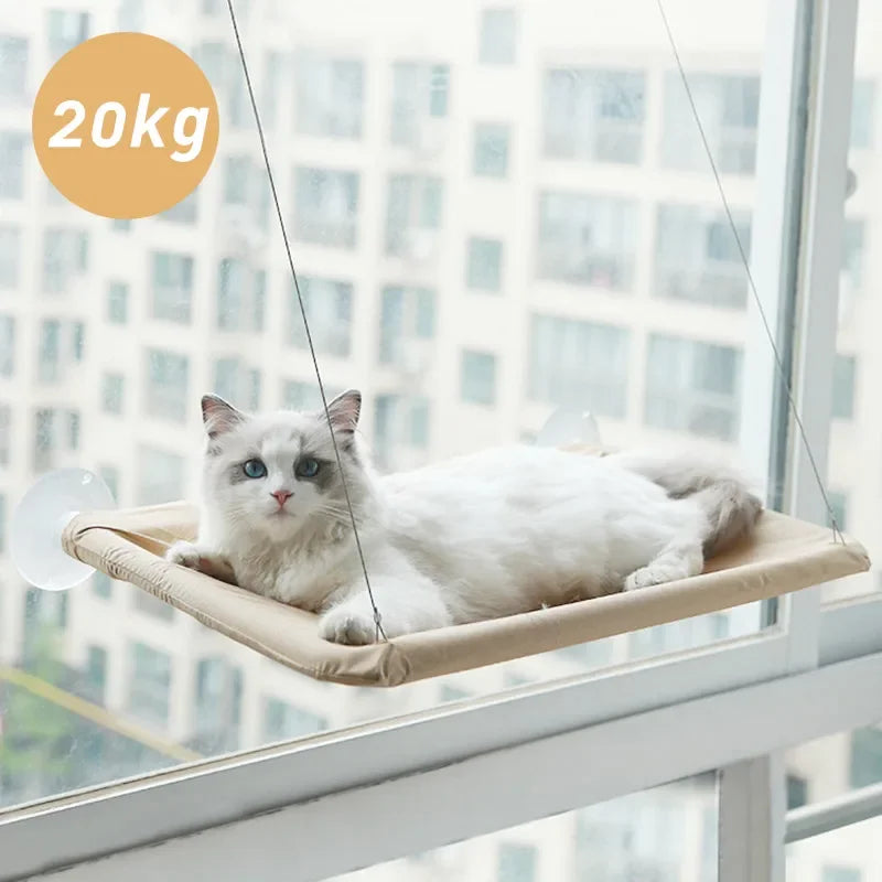 Window Cat Hammock Bed 55×35 cm (21.6×13.8 in) – Holds up to 20 kg / 44 lb | Suction-Cup Hanging Cat Perch & Sunny Window Seat