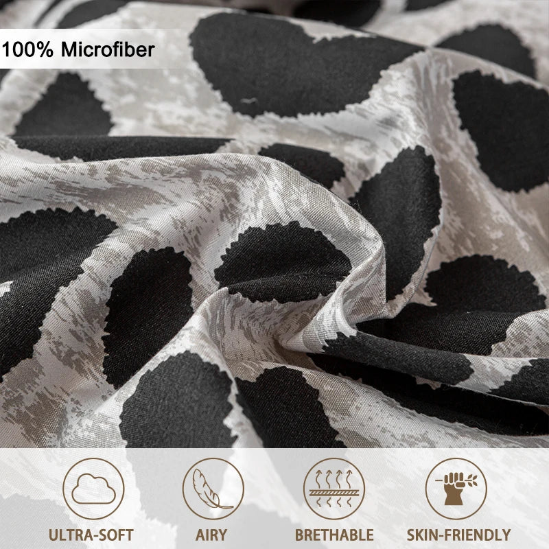 Leopard Print 3-Piece Duvet Cover Set – Soft Skin-Friendly Bedding, Includes 1 Duvet Cover & 2 Pillowcases, Multiple Sizes (39–79 in / 100–200 cm)