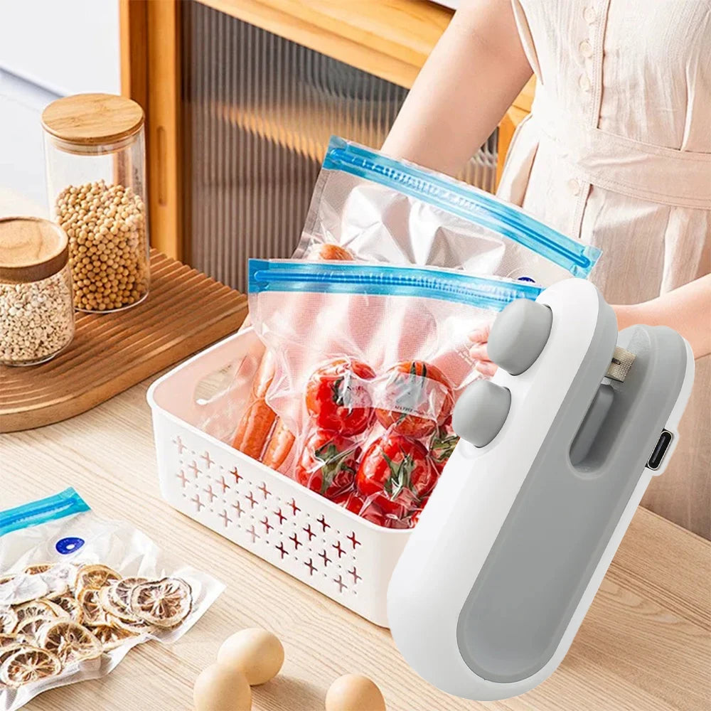Mini Portable Handheld Heat Sealer USB Rechargeable Clip-On Bag Sealer for Snacks, Chips & Pet Food