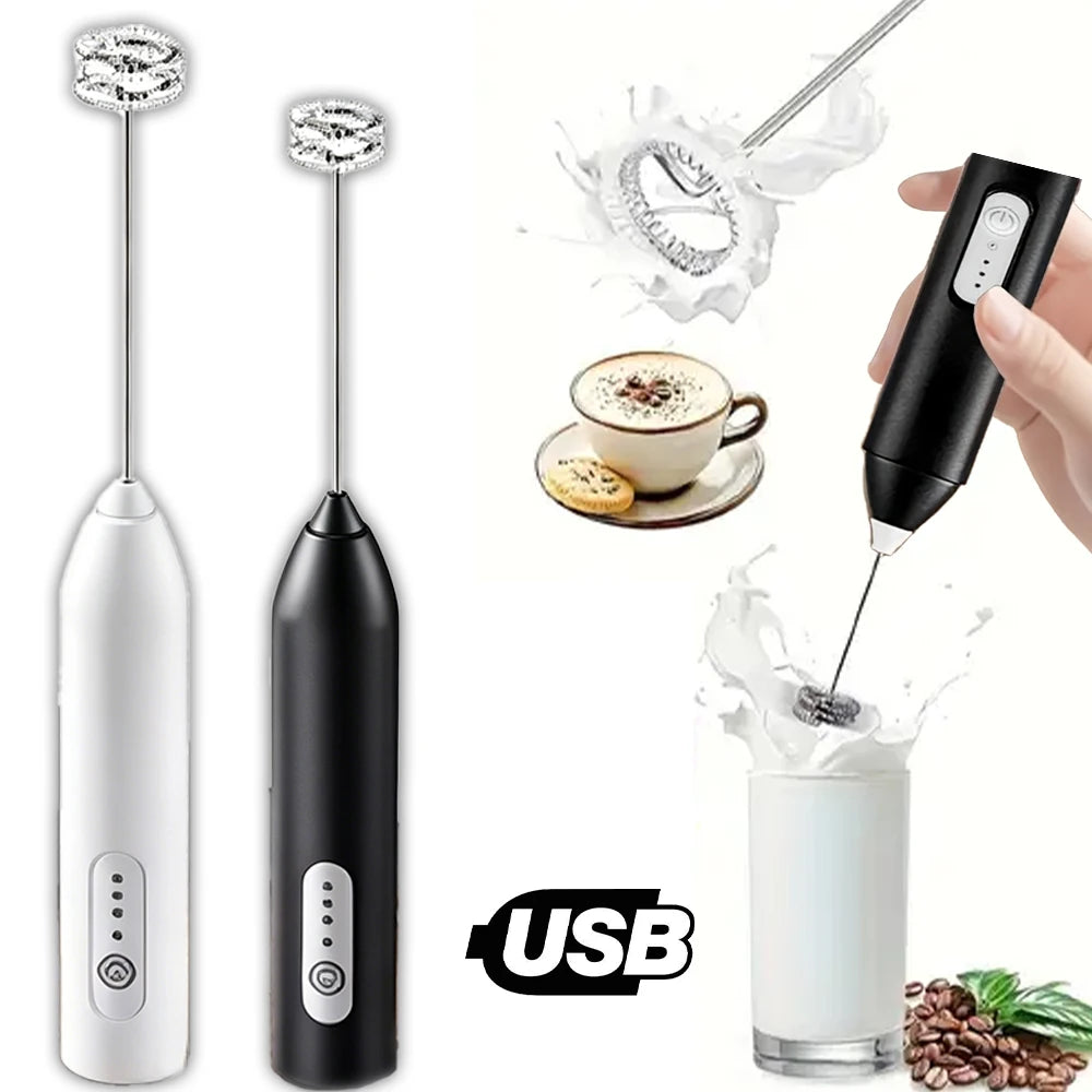 Portable Electric Whisk 2 in 1 Milk Frother and Mixer USB Easy to Clean