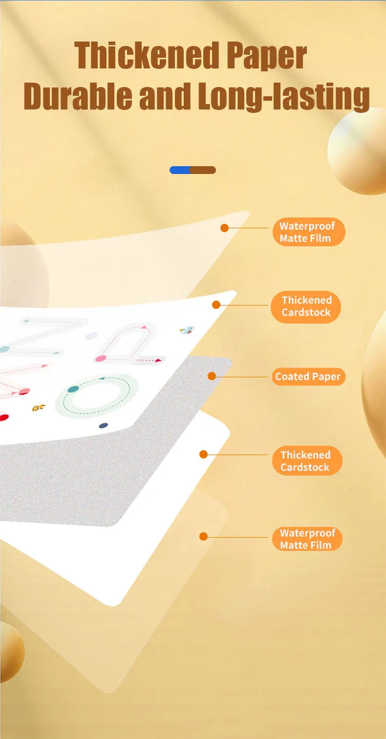 Reusable 34-Page Kids Workbook with Erasable Pen — Early Writing & Drawing Practice, Pen Control Training, Educational Gift