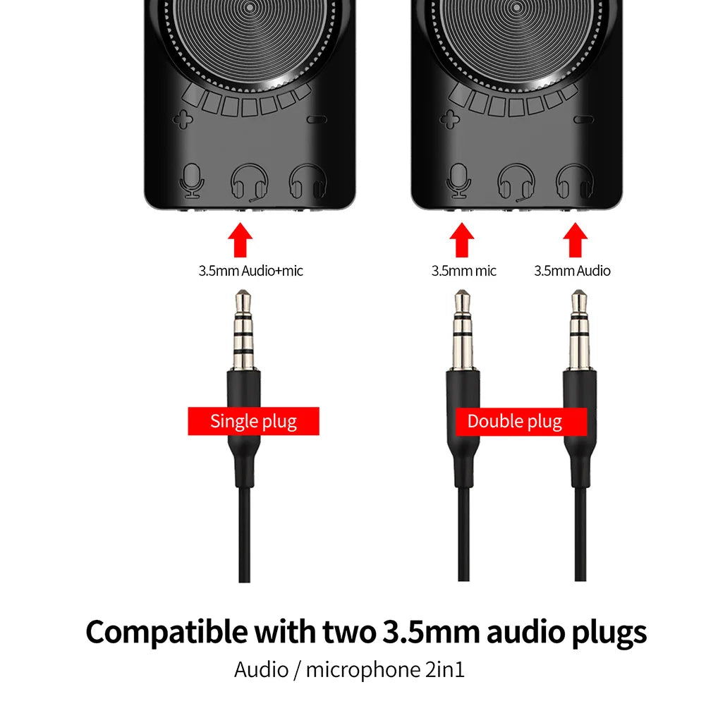 External USB 7.1 Channel Sound Card Adapter with Volume Control - 3.5mm Headset Jack for PC & Laptop