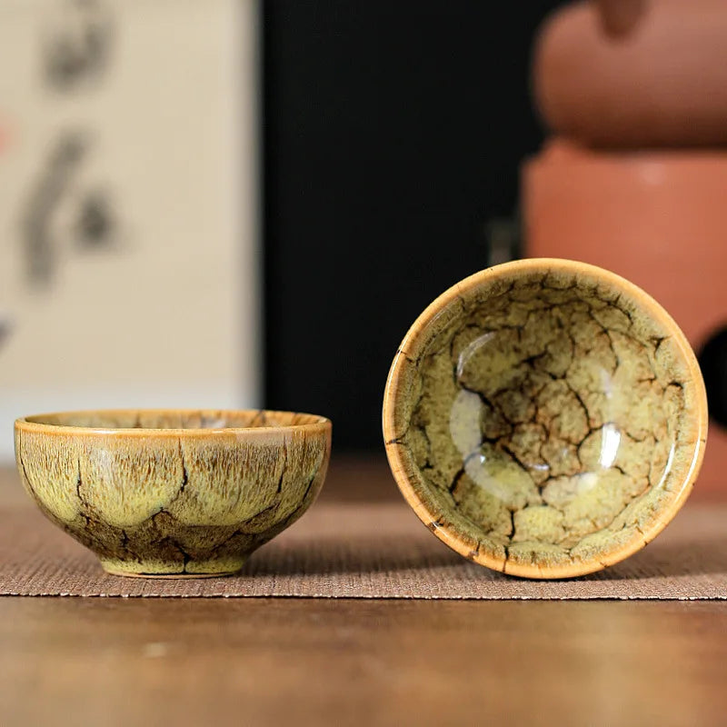 45ml (1.5 fl oz) Mini Jianzhan Kiln-Glazed Ceramic Tea Cup Kung Fu Teacup & Espresso Cup