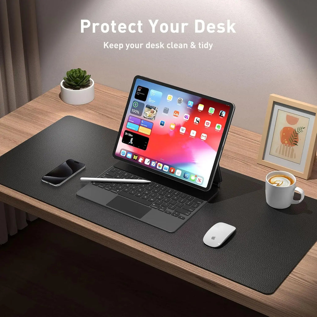 Large Waterproof PU Leather Desk Mat for Office & Home — Keyboard, Mouse & Writing Pad