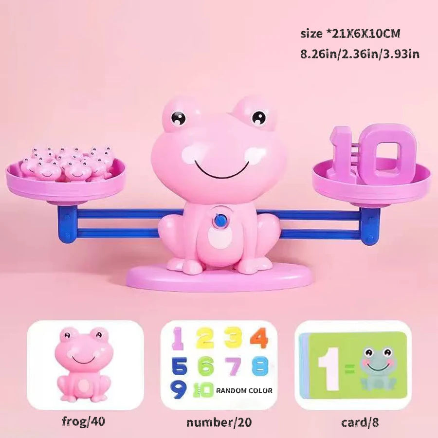 Frog Balance Math Toy for Kids, Addition & Subtraction Learning Scale, Early Education STEM Counting Game