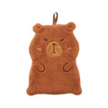 Cartoon Capybara Coral Velvet Hand Towel - Wall-Mounted Absorbent Kids Washcloth & Kitchen Rag, 28 x 34 cm (11.02 x 13.39 in)