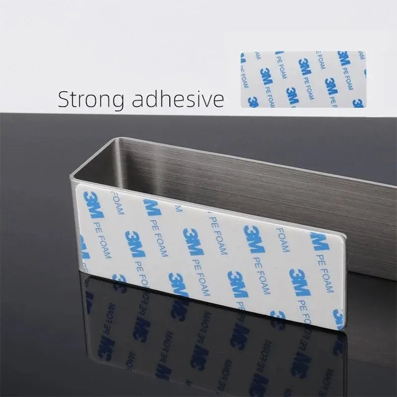 Self-Adhesive No-Drill Stainless Steel Towel Bar – Single Rod Wall Rack (9.1 in / 23 cm, 14.6 in / 37 cm)