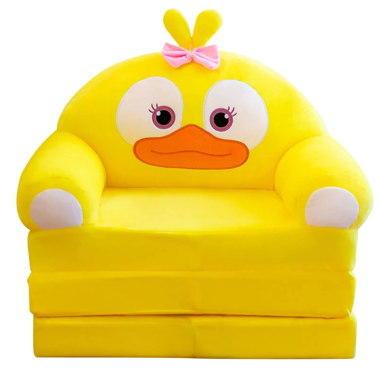 Plush Foldable Kids Sofa Bed 2-in-1 Cartoon Armchair with Removable Washable Cover