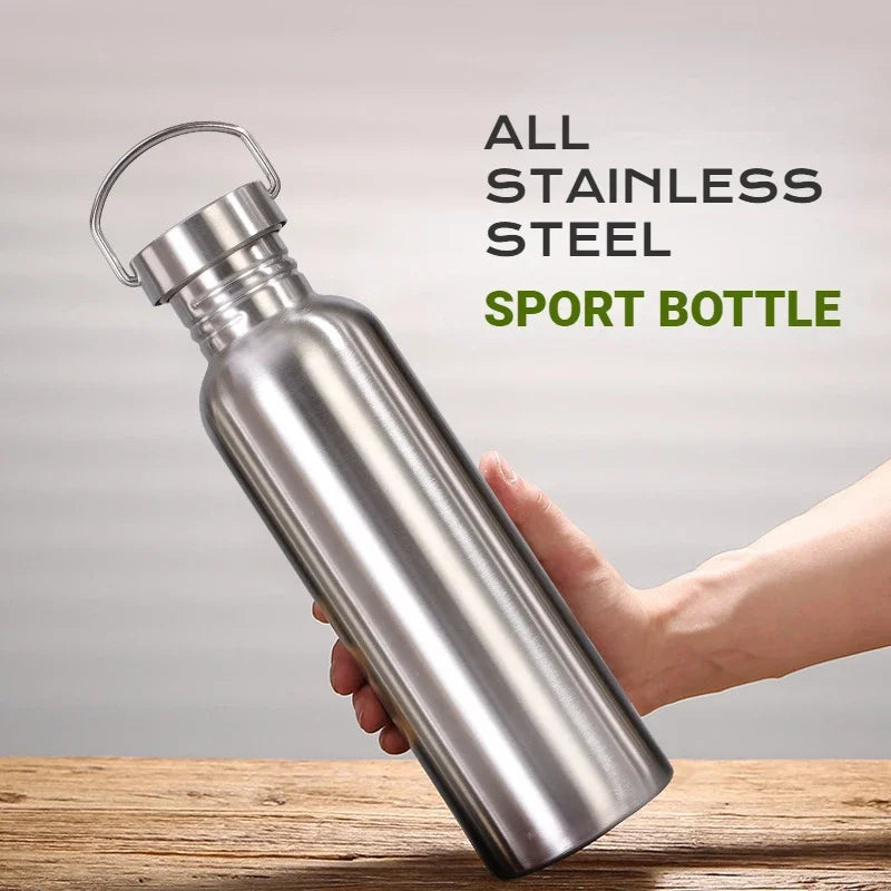 Stainless Steel Water Bottle Single Wall Wide Mouth 500/750/1000ml (16.9/25.4/33.8 fl oz) Sports & Cycling Bottle with Lid