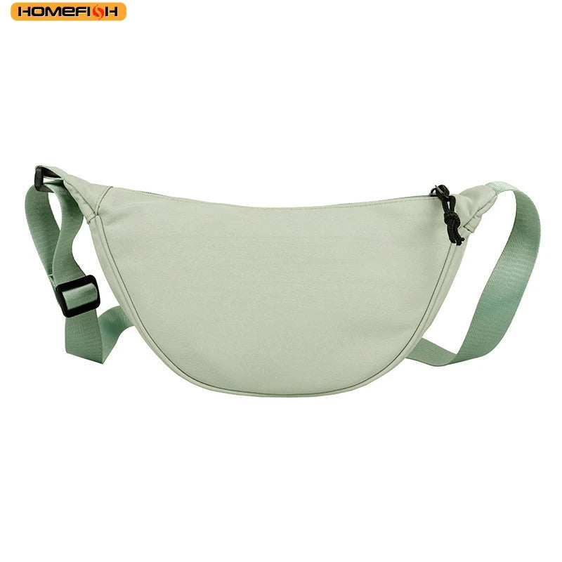 Casual Half Moon Crossbody Shoulder Bag - PU Leather Satchel Messenger, 33 x 17 x 9 cm (13 x 6.7 x 3.5 in) - Unisex Everyday Sling