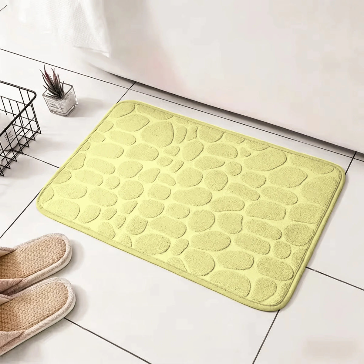 3D Cobblestone Embossed Bathroom Mat - Quick-Dry Non-Slip Absorbent Washable Door Rug