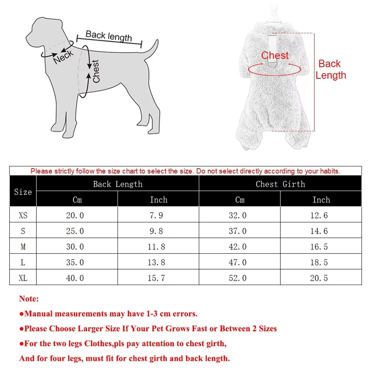 Warm Flannel Dog Jumpsuit XS-XL - Cozy Four-Leg Pet Coat for Small & Medium Dogs and Cats (Chihuahua, Yorkie)