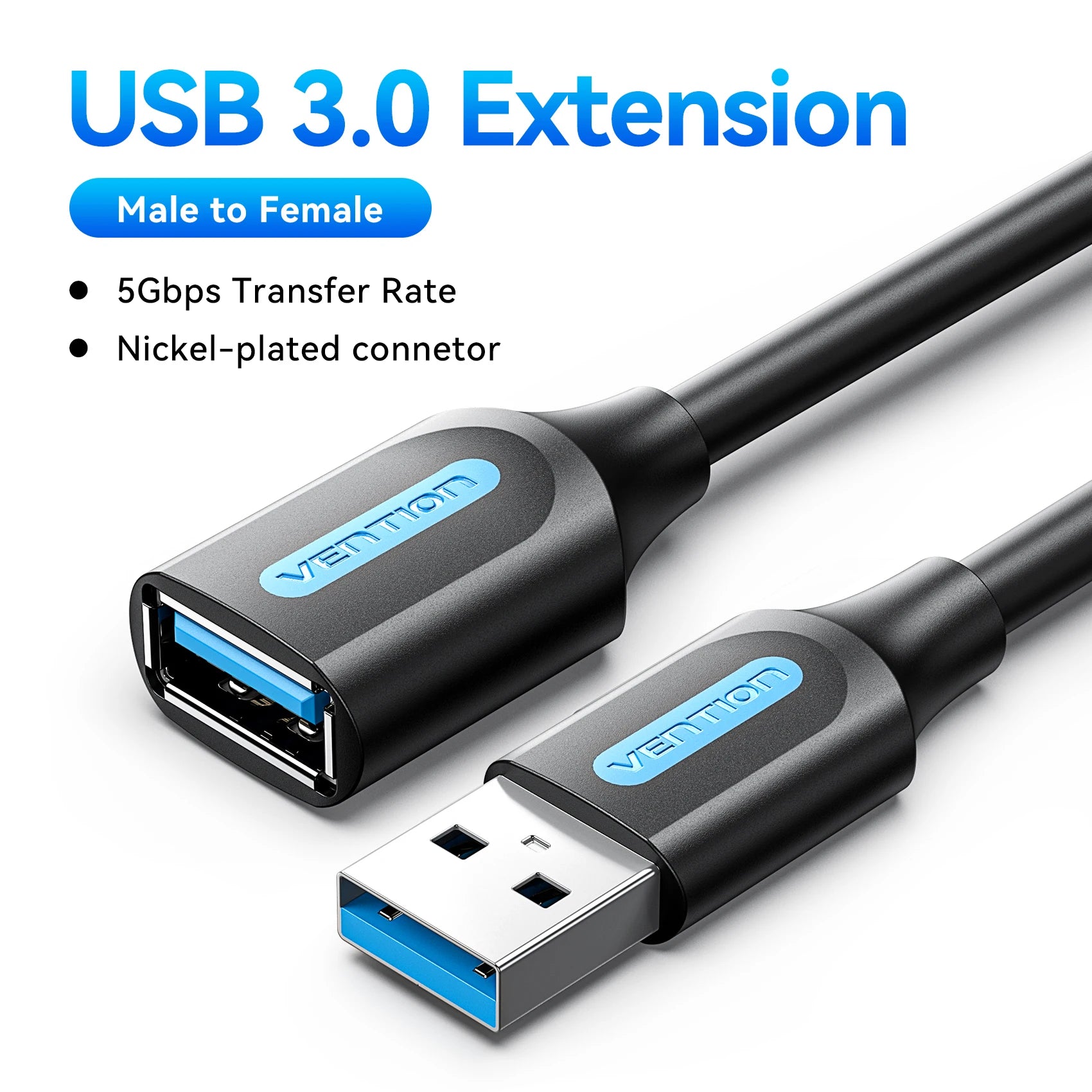USB 3.0 Extension Cable (Male to Female) – 5Gbps High-Speed USB-A Data & Charging Cord for Smart TV, PS4, Xbox One, PC, Printers