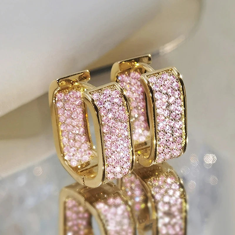 Paved CZ Hoop Earrings for Women - Gold & Silver Cubic Zirconia Hoops