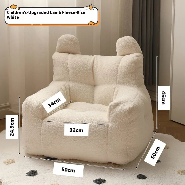 Lamb Fleece Kids Sofa Chair - Portable Cartoon Baby Armchair for Infants & Toddlers