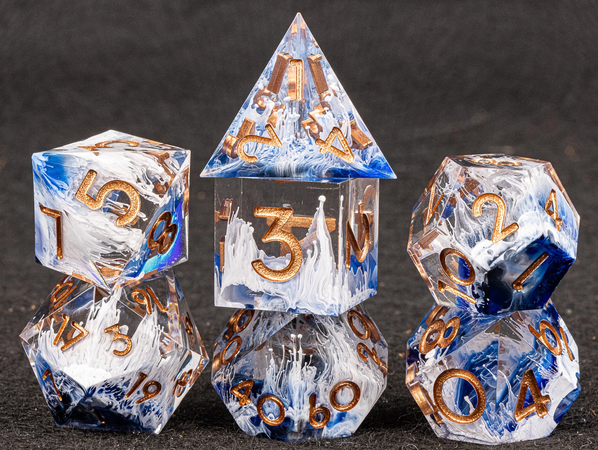 Handmade Resin 7-Piece D20 Polyhedral Dice Set for Dungeons & Dragons & Tabletop RPGs