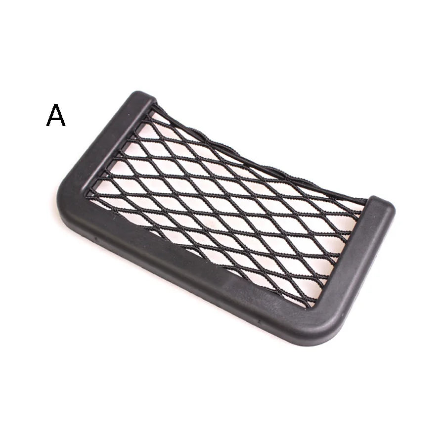 Car Back Seat Mesh Storage Net – Elastic Adhesive Organizer Pocket for Phone & Small Items