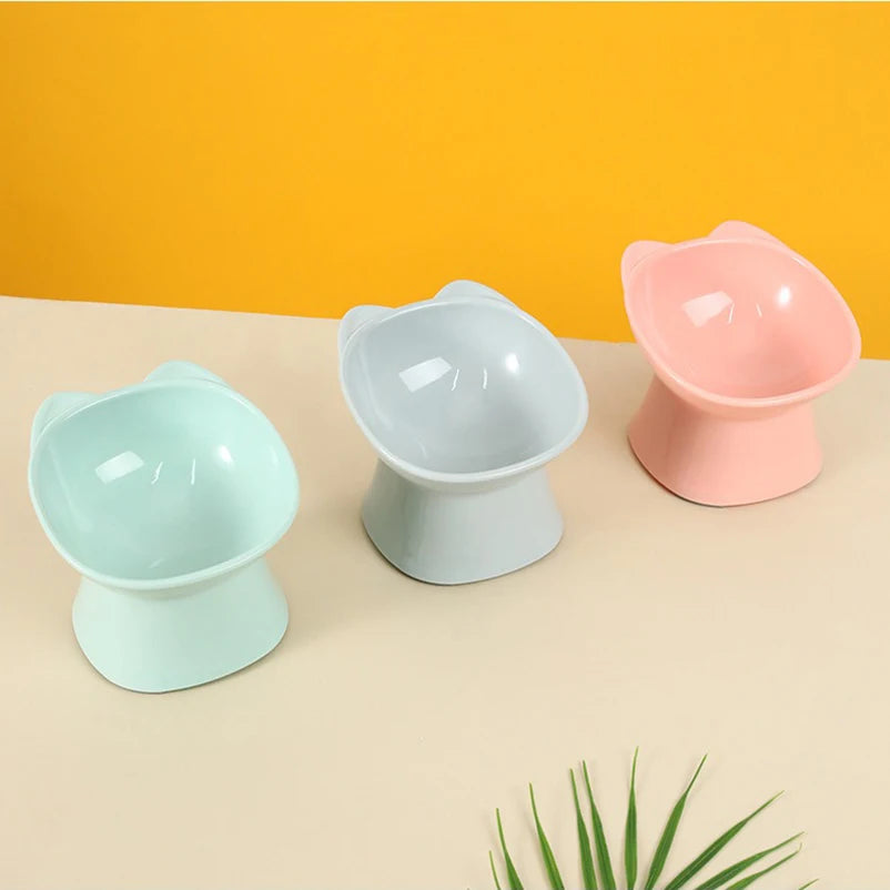 Anti-Tip Elevated Cat Bowl - Nordic Square Double-Handle Raised Pet Feeding & Water Bowl
