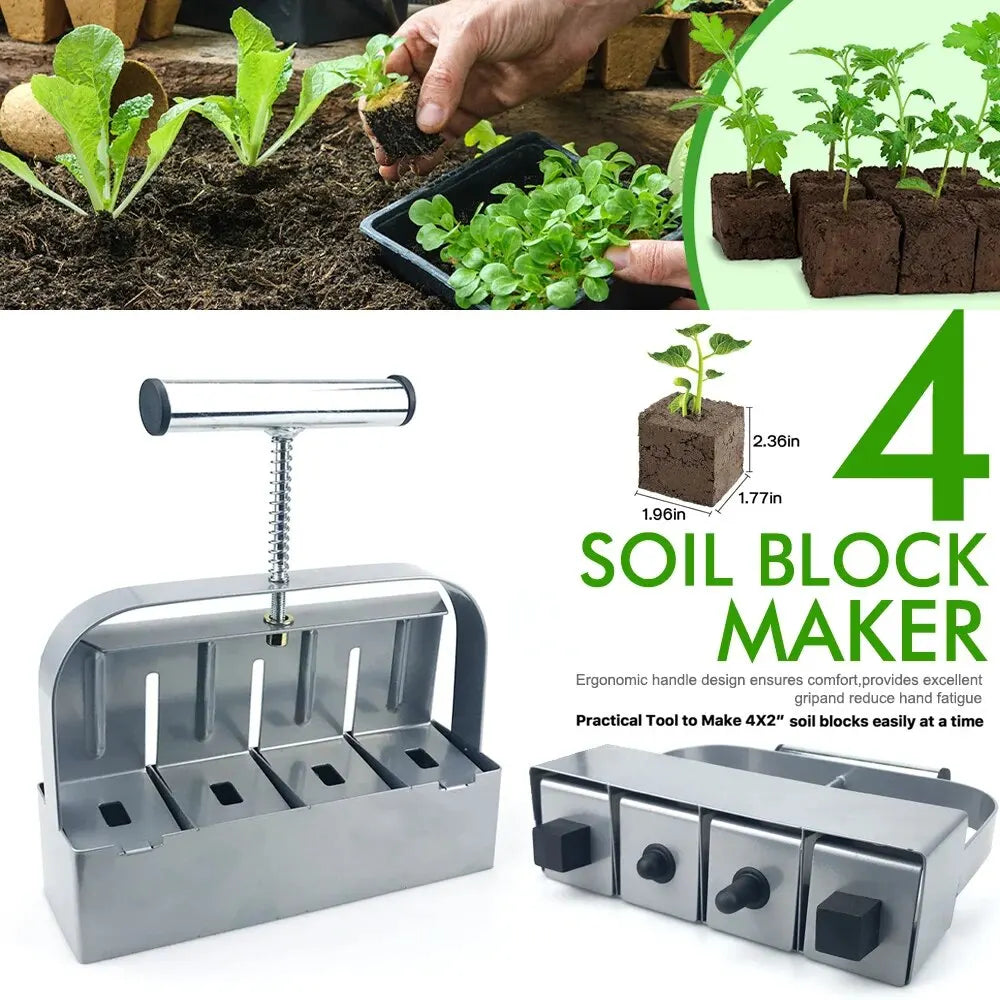 2-Inch (5 cm) Handheld Soil Block Maker - Manual Seedling Soil Blocker for Greenhouse & Home Garden
