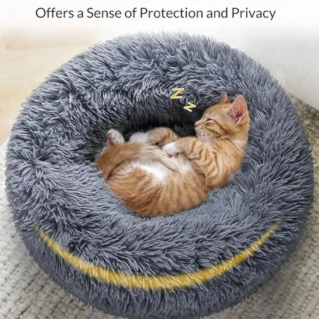 Calming Plush Pet Bed for Dogs & Cats - Corduroy Fleece Bolster, Non-Slip Waterproof Bottom, Multiple Sizes (15.7–35.4 in / 40–90 cm)