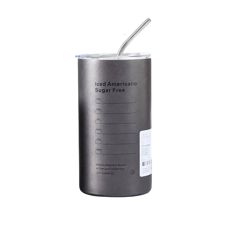 20 oz (591 ml) Insulated 304 Stainless Steel Tumbler with Straw and Lid, Vacuum Coffee Cup for Iced Drinks, Reusable