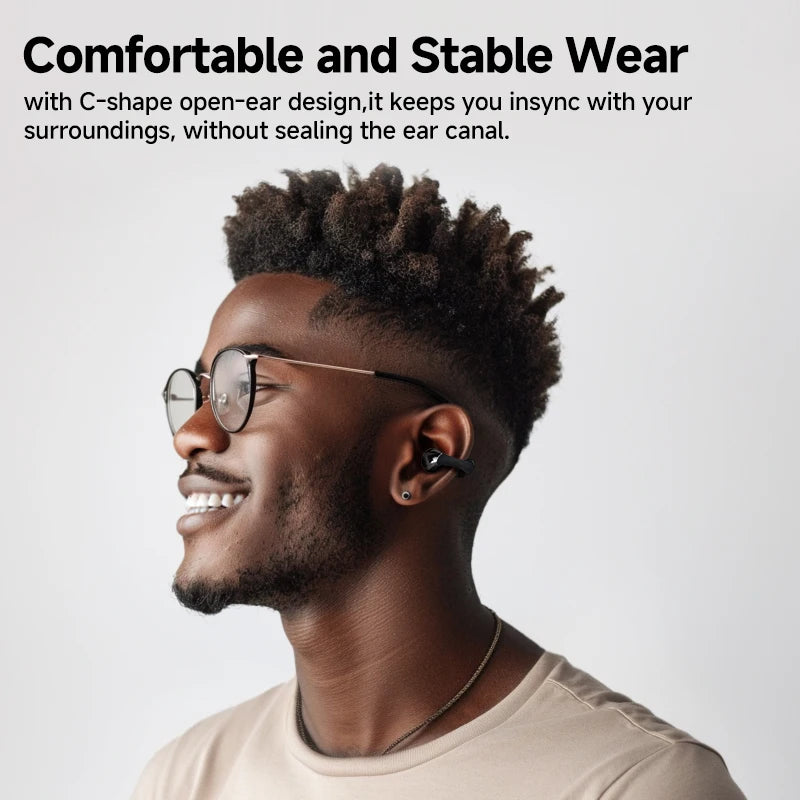 Open-Ear Ear Clip Bluetooth 5.4 Wireless Sports Earbuds – Dual-Connection, IPX4, 25H Battery