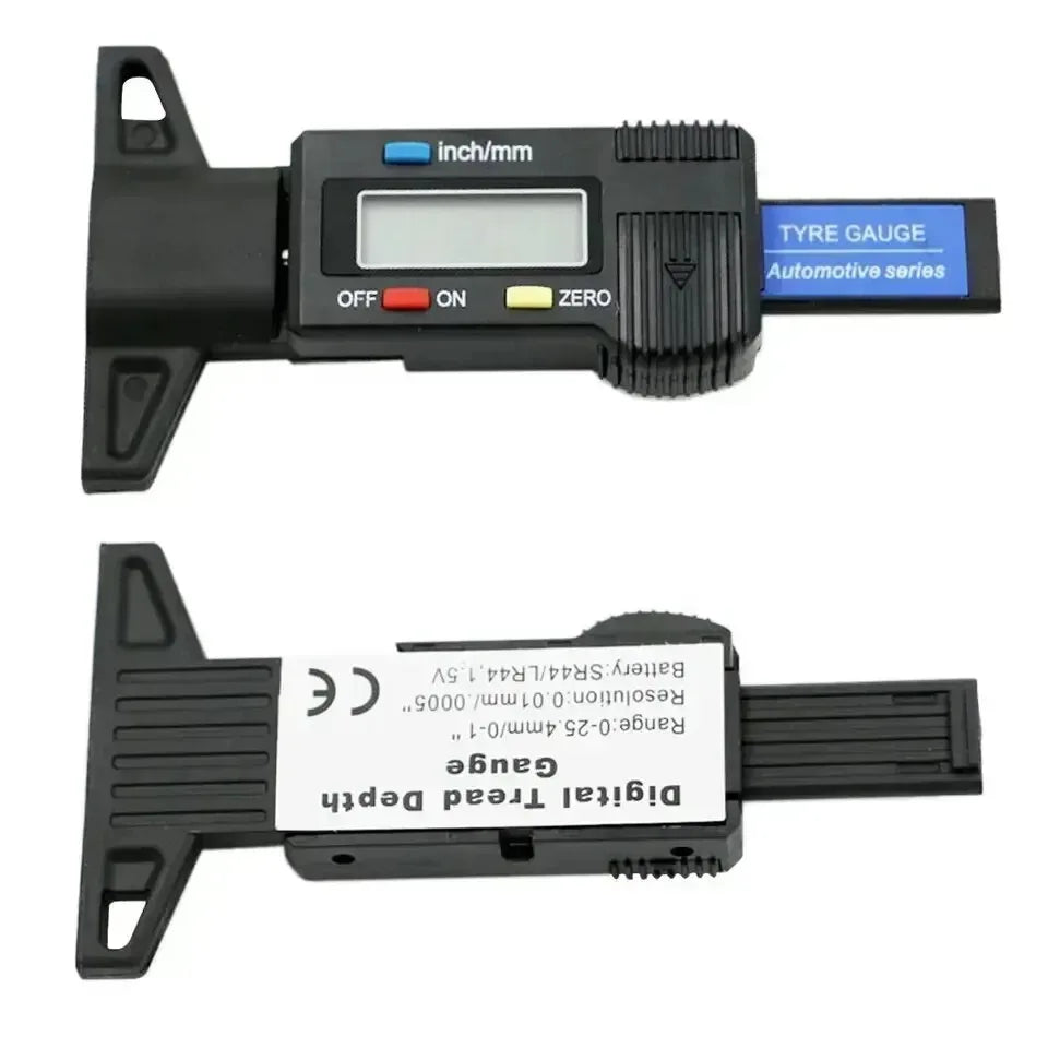 Digital Tire Tread Depth Gauge 0-25mm (0–0.98in) LCD Caliper — Portable Tire Gauge for Car, Motorcycle, Truck