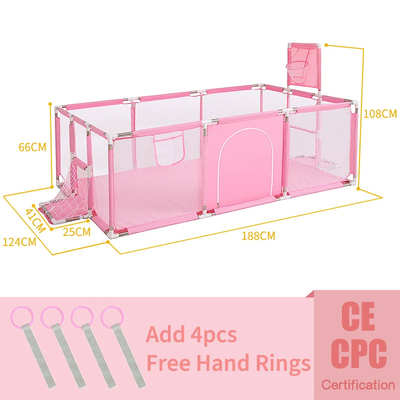 Baby Playpen Play Yard 125×125×68 cm (49.2×49.2×26.8 in) Thick Steel Frame Cloth Baby Fence for Infants & Toddlers