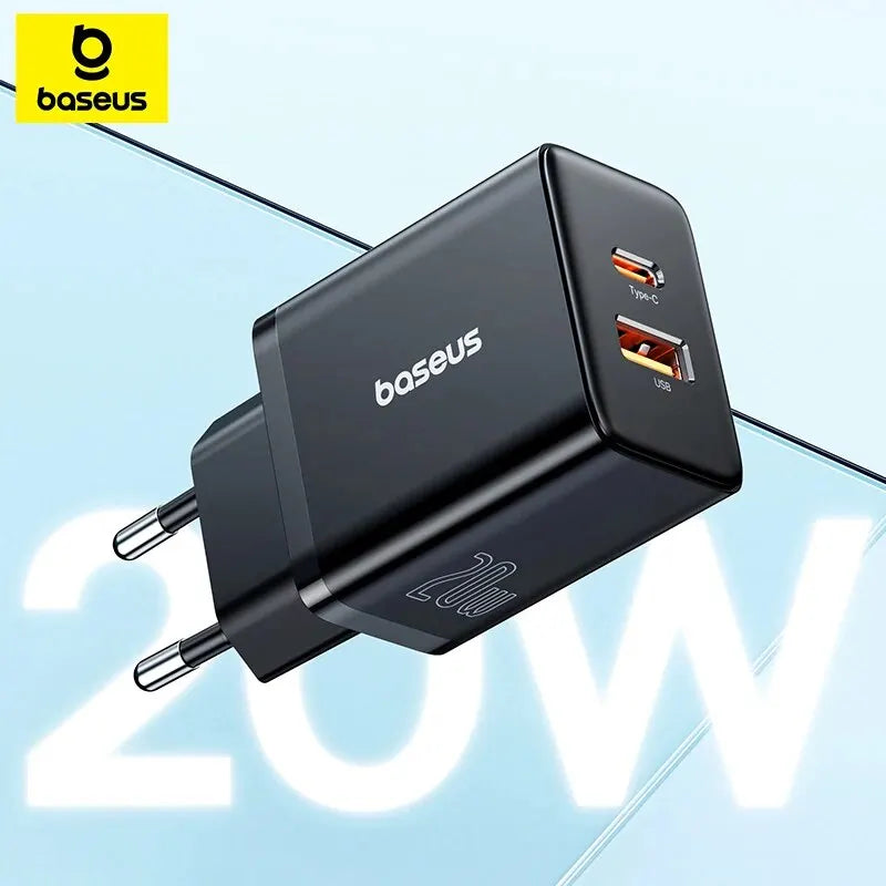 20W PD USB-C Fast Charger Dual Port (USB-C + USB-A) QC3.0/QC4.0 Quick Charge for iPhone 15 14 13 12 11 Samsung Xiaomi