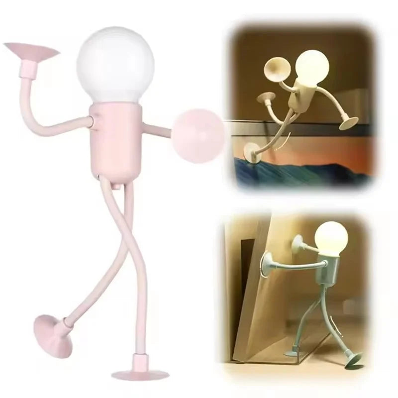 Mini Poseable Athlete Night Light with Suction Cup - Battery-Operated One-Touch Desk & Nursery Lamp