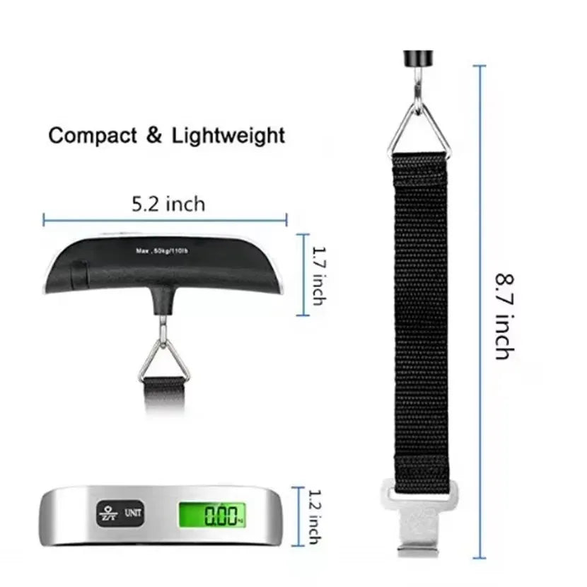 50kg / 110lb Portable Digital Hanging Luggage Scale - Handheld Travel Suitcase Weighing Scale