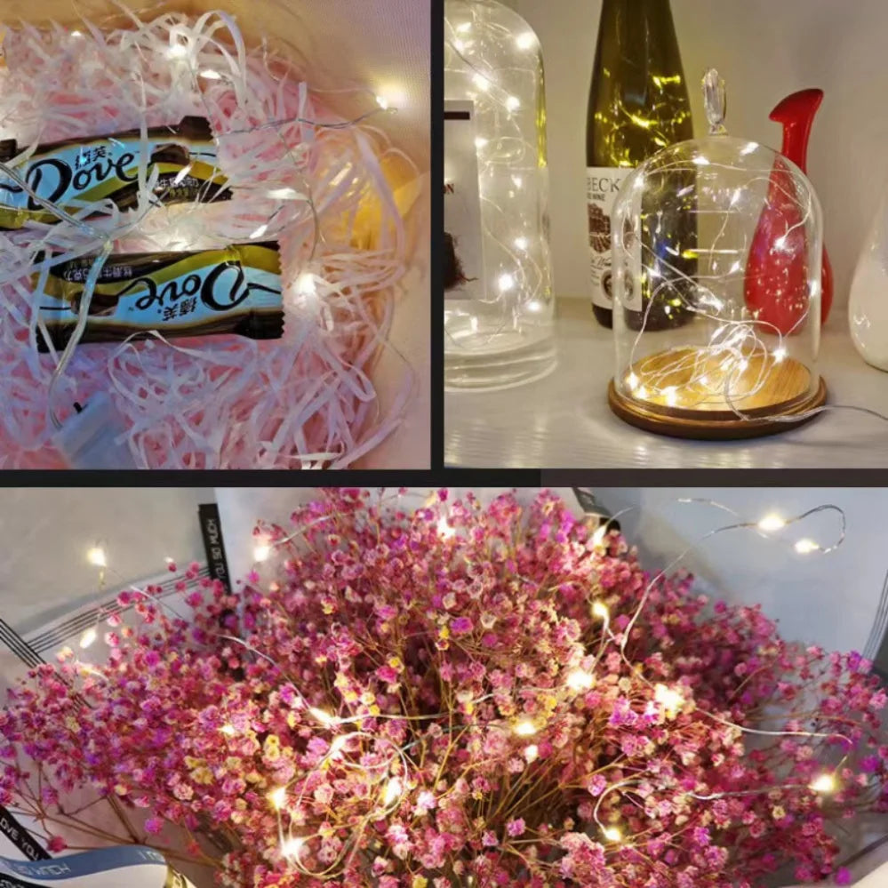 USB LED Copper & Silver Wire Fairy String Lights – Waterproof IP65, USB Powered, 2m/3m/5m/10m/20m, Warm White & Multicolor