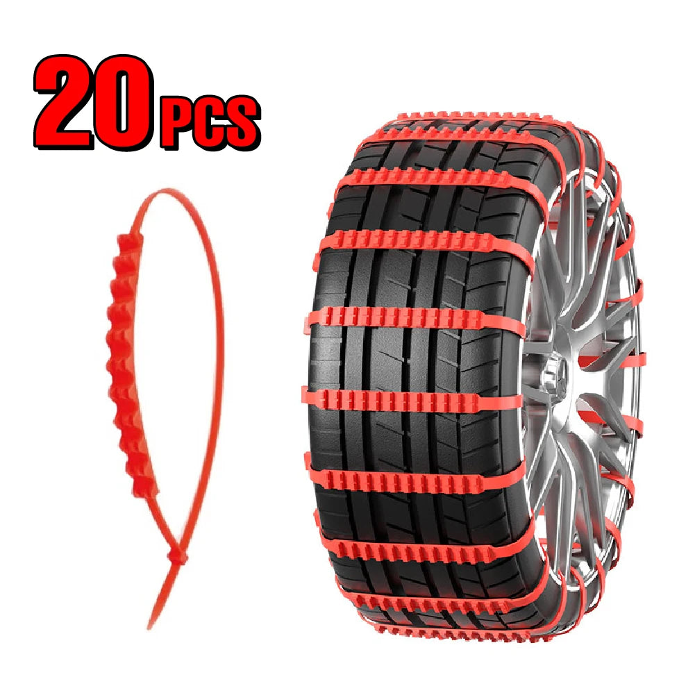 Universal Anti-Slip Snow Chains for Cars & Motorcycles — 95 cm (37.4 in) Emergency Tire Traction Straps for Snow, Mud & Off-Road