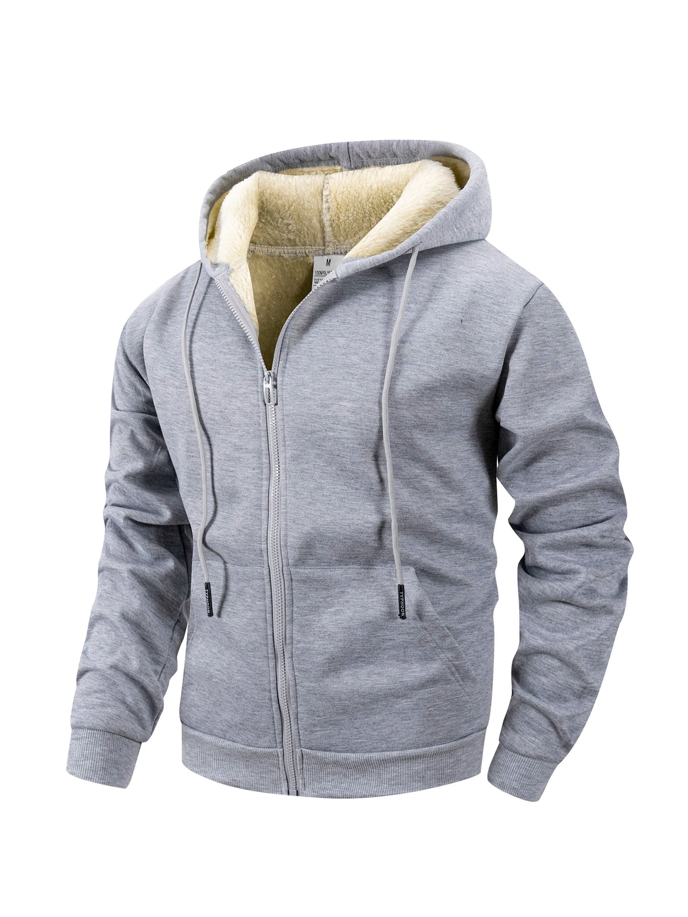 Men's Hooded Fleece Zipper Jacket – Windproof Heavyweight Winter Coat for Casual & Sports