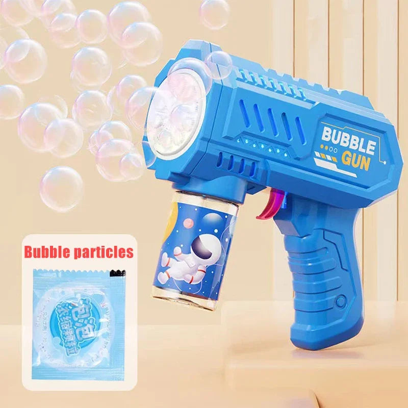 6-Hole Dinosaur Bubble Machine with Lights — Automatic Electric Bubble Gun & Soap Blower for Kids