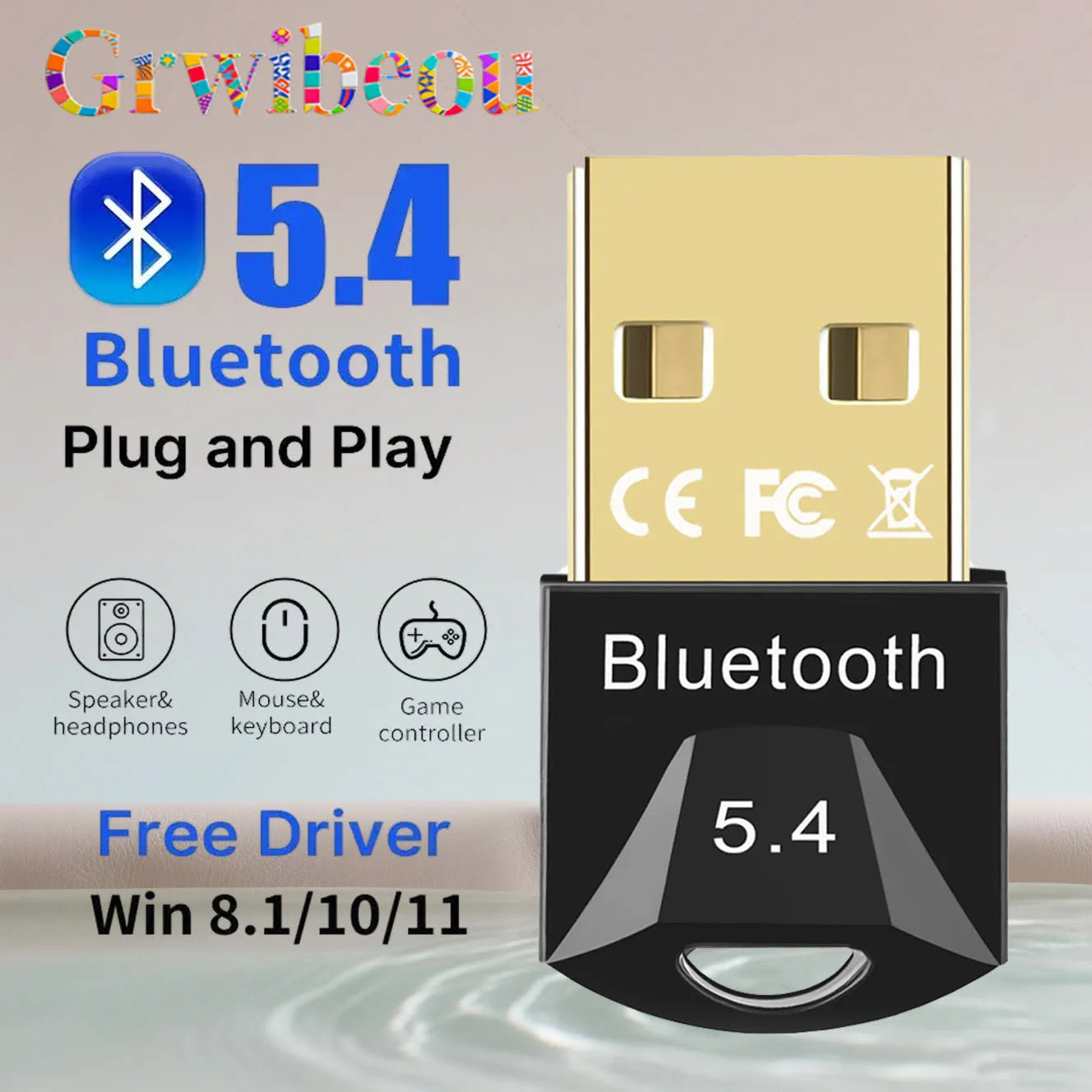 USB Bluetooth Adapter Dongle for PC — Bluetooth 5.4/5.3/5.1/5.0 Wireless Receiver for Speakers, Mouse & Keyboard