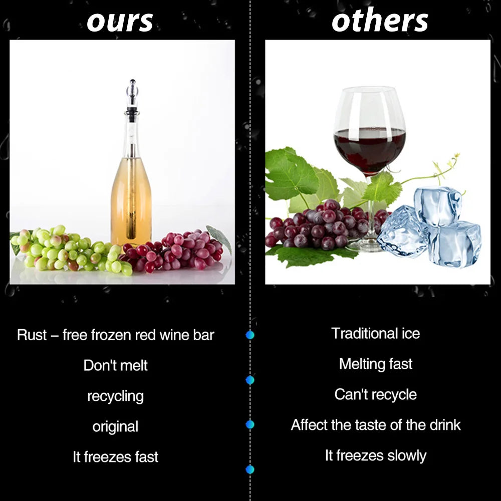 3-in-1 Stainless Steel Wine Chiller Rod 12.7 in (32.2 cm) - Aerator, Pourer & Ice Stick for Wine & Beer