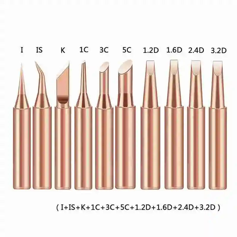10-Piece Copper-Plated Soldering Iron Tips Set – High-Temperature Welding Tips for Electric Soldering Irons