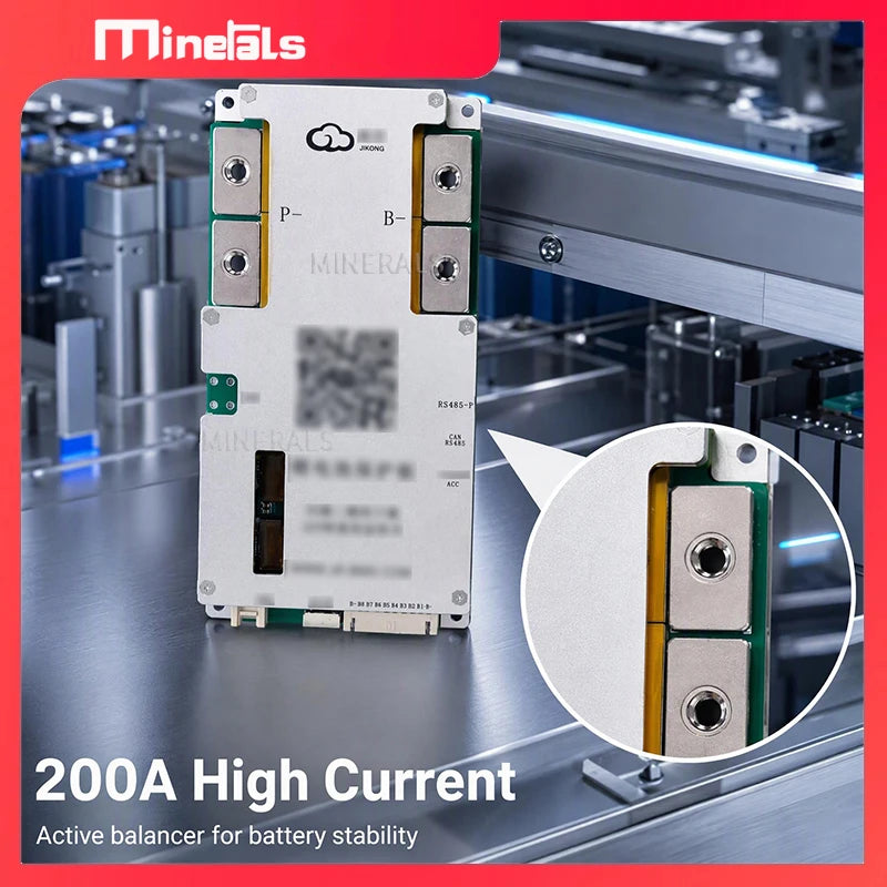 Smart BMS 3S–8S 200A Battery Management System with 2A Active Balance, Bluetooth APP & LCD — Li‑ion / LiFePO4, 12V/24V