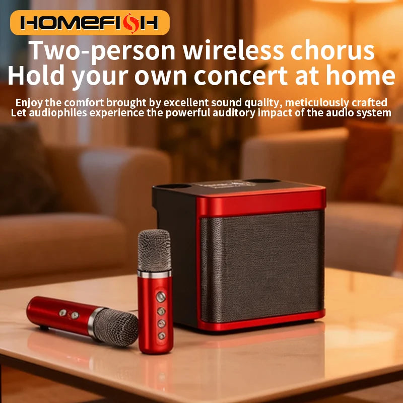 Portable Bluetooth Karaoke Speaker with Dual Microphones — 10W Rechargeable 2000mAh Party Speaker for Home & Outdoor